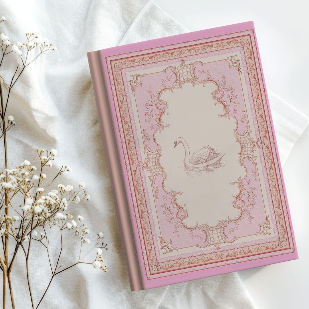Vintage White Swan Pink Journal: Coquette Hardcover Notebook, Romantic ...