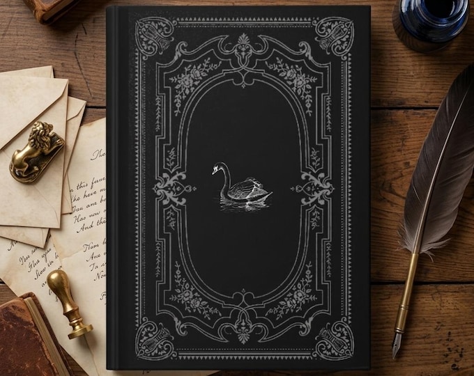Black Swan Hardcover Journal, Dark Academia Vintage Gothic Diary, Nostalgic Lined Notebook, Vow Book