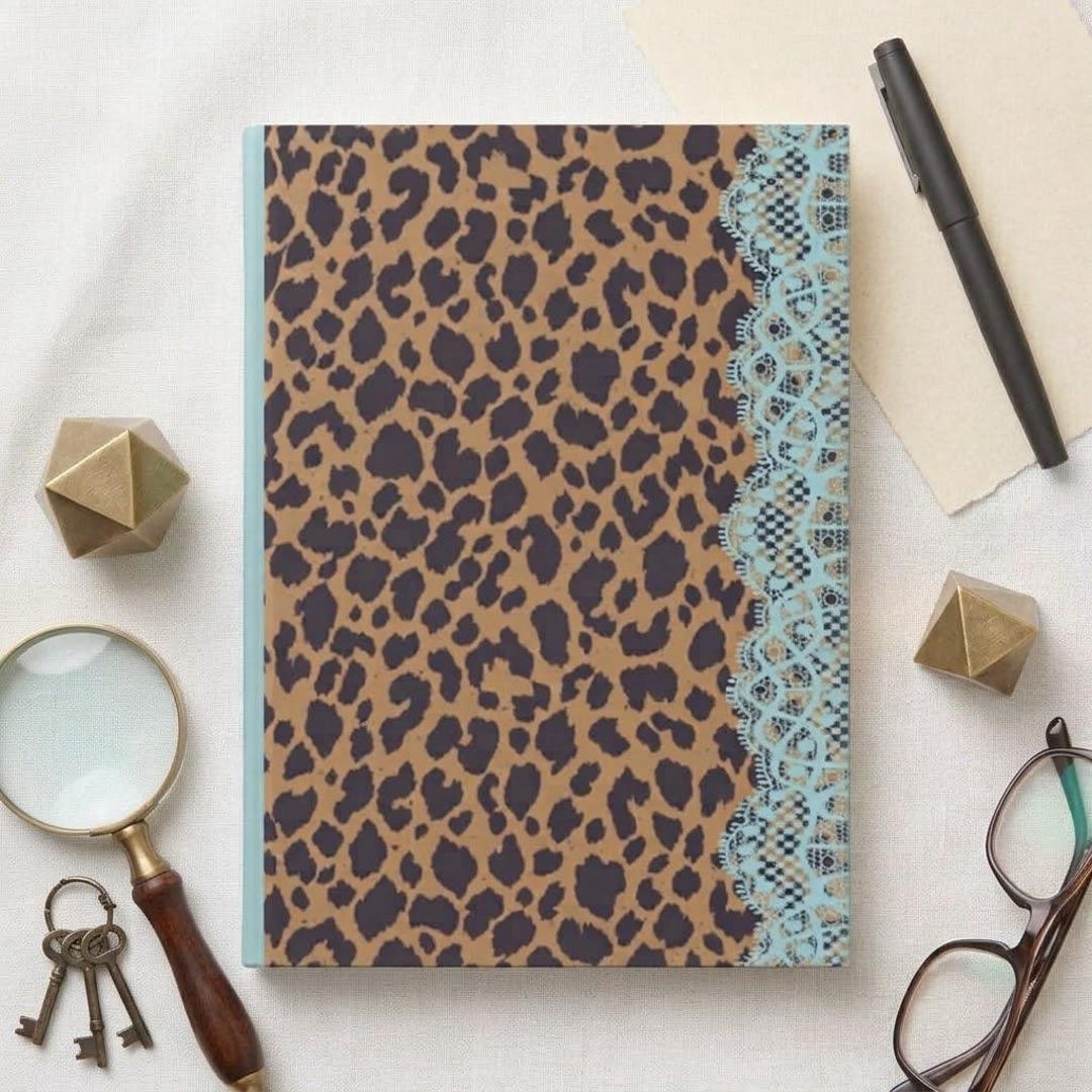 Leopard Print Journal Hardcover, Turquoise Lace Notebook, Cool Girl Y2K ...