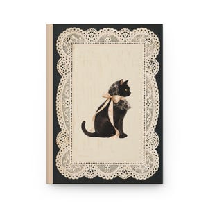 Coquette Cat Journal, Vintage Lace Notebook, Black Cat Hardcover Lined Journal, Romantic Doily Diary, Cat Person Gift Bild 6