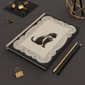 Coquette Cat Journal, Vintage Lace Notebook, Black Cat Hardcover Lined Journal, Romantic Doily Diary, Cat Person Gift Bild 11