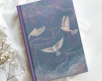 Fairycore Dove Journal, Lavender Blue Celestial Notebook, Whimsical Dreamy Diary