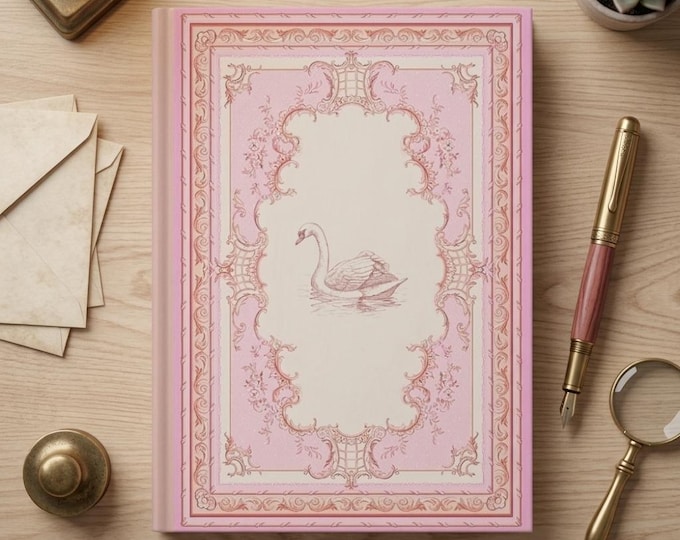 Vintage White Swan Pink Journal: Coquette Hardcover Notebook, Romantic Wedding Vow Book, Balletcore Diary