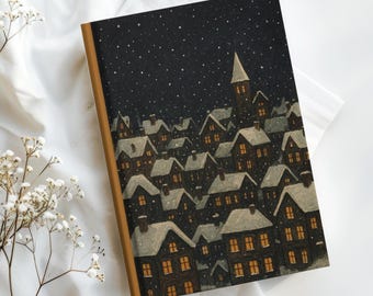 Snowy Village Christmas Journal, Cozy  Retro Winter Notebook,  Holiday Diary