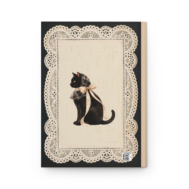 Coquette Cat Journal, Vintage Lace Notebook, Black Cat Hardcover Lined Journal, Romantic Doily Diary, Cat Person Gift Bild 7