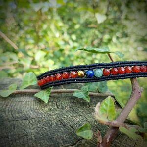 Macrame bracelet with carnelian beads, lapis lazuli bead, jade green bead, hematite gold bead, friendship bracelet, custom bracelet