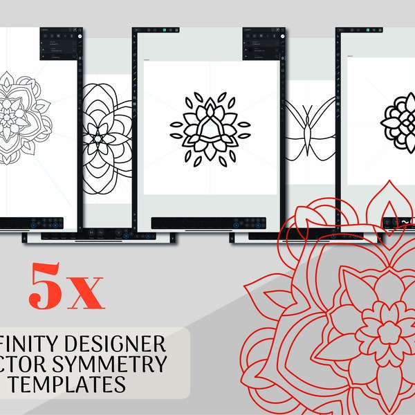 5x Affinity Designer Vector Symmetry Templates - Instant Download