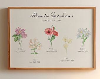 Mother's Day Gift Birth Flower Family Garden, Birth Month Flower Print, Custom Gift Design, Personalized Gift, Grandma's Garden,Mom's Garden