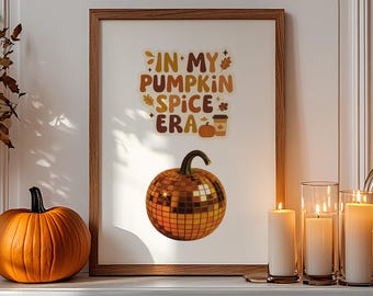 Art mural disco citrouille époque épices, téléchargement numérique automne, décoration automne, automne confortable à imprimer, décoration citrouille, art mural Halloween, affiche confortable