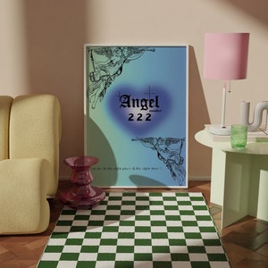 222 Angel Number Poster, 222 Angel Number Print, Angel Number Aura Poster, Manifest Poster, 222 Wall Art, Blue Heart Aura Poster Spiritual