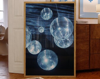 Disco Ball Print, Maximalist Wand Kunst Digitaler Download, Funky Disco Wand Kunst, y2k Ästhetisches Poster, 70er Jahre Disco Print, Disco Ball Bar Poster