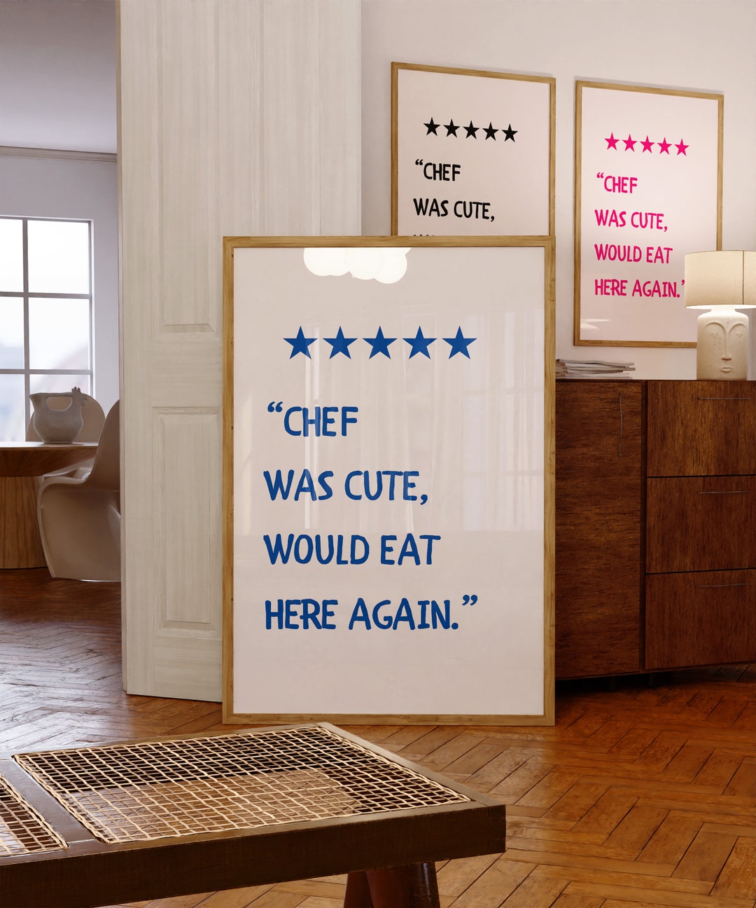 chef was cute aesthetic kitchen print retro wall art... Chef Was Cute Would Eat Here Again Poster, Aesthetic Kitchen Wall Art ...