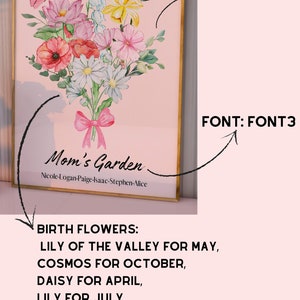 Birth Flower Family Bouquet, Birth Month Flower Print, Custom Poster Design, Christmas Gift, Personalized Gift, Family Garden Birth Flower image 9