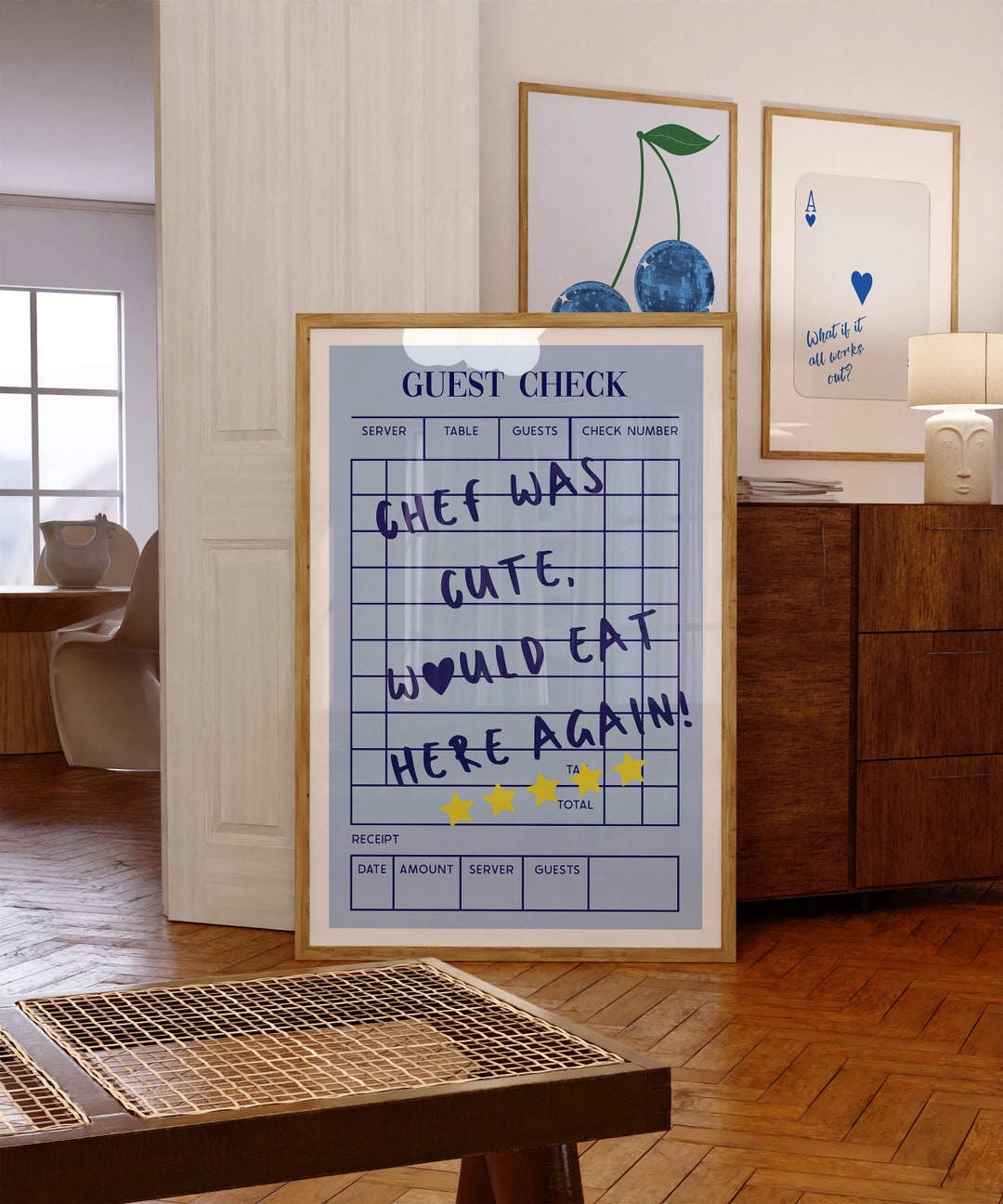 chef was cute aesthetic kitchen print retro wall art... Chef Was Cute Would Eat Here Again Poster, Aesthetic Kitchen Wall Art ...