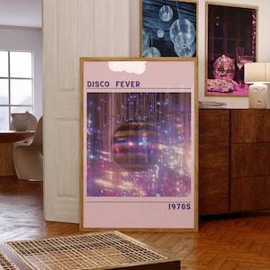 Disco Ball Print, Disco Poster Prints, Funky Disco Wall Art, y2k Aesthetic Poster, 70s Disco Print, Disco Ball Bar Poster, Maximalist Art
