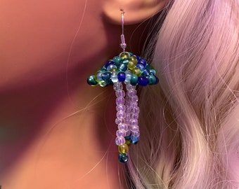 Jellyfish earrings/glass bead earrings