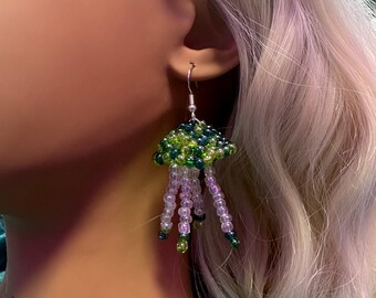 Jellyfish earrings/glass bead earrings