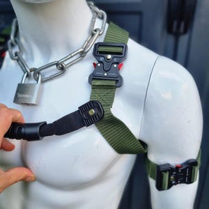 Front Handle Tactical Fabric Harness Aircraft Buckle Biceps Straps Fursuit Furry Puppy Techwear Military Grab Chest Bondage Pup Play Army