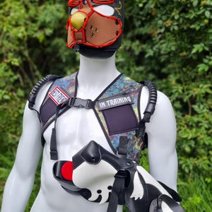 Neoprene Bar Vest Handles Puppy Play Chest Pockets Pup Furry Velvro Patch Pads Techwear Guards Futuristic Cosplay Clubbing Scuba Diving Gear