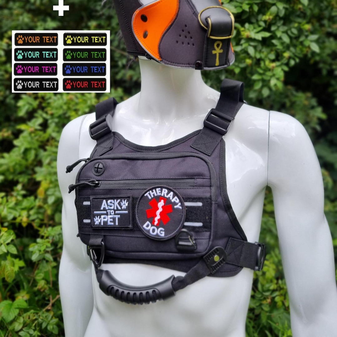 Grab Handles Puppy Play Tactical Harness Fursuit Pocket Furry Chest Bag +4 Patches Pup Vest Handler LGBT Gear Braces Pulling Pet Dog Doggy - Etsy
