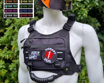 Maniglie per cuccioli, imbracatura tattica, tasca per tuta in pelliccia, borsa per il petto in pelliccia + 4 toppe, gilet per cuccioli, equipaggiamento LGBT, bretelle per tirare animali domestici, cane, cagnolino