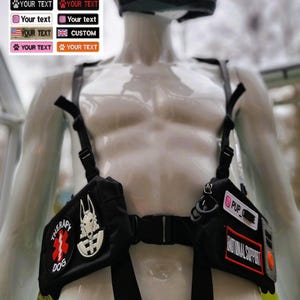 Patches Side Bags Cyperpunk Shoulder Harness Puppy Techwear Furry Clubbing Cyberpunk Pockets Gear Pull Grab Pet Play