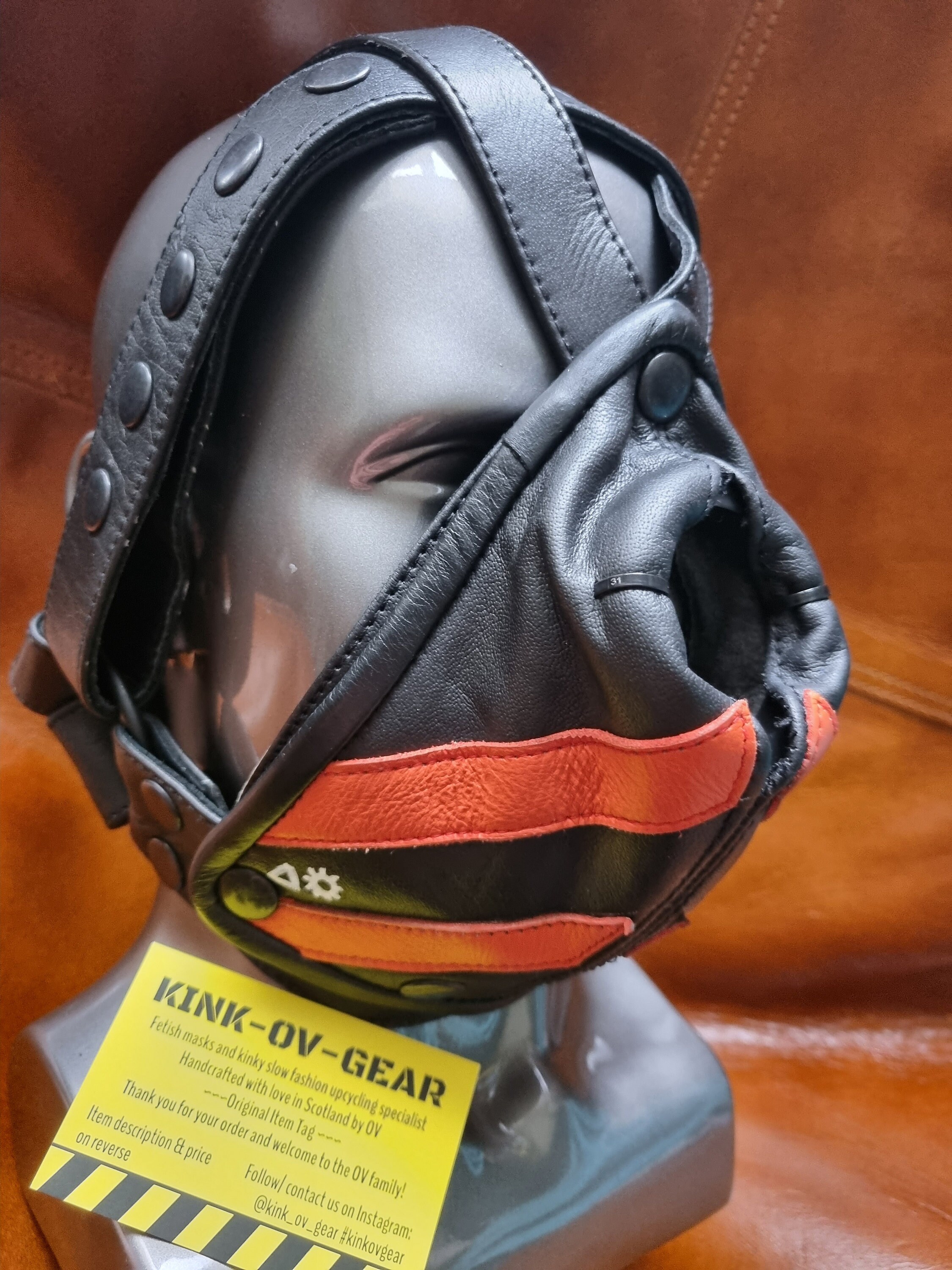 Leather V Arrow FLESH JOCKSTRAP / MASK Head Harness Silicone Pussy