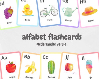 Karteikarten - Das Alphabet | Niederländische Version | Druckbar | Spielerisches Lernen für Kleinkinder | Lernspielzeug | Montessori