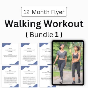 12-Month Flyers for Walking Workouts, Workout Program For Women, Health Coaching Resources | Instant Download - Bundle 1