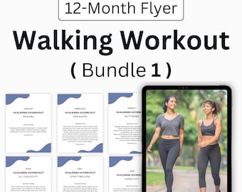 Folletos de 12 meses para ejercicios de caminata, programa de entrenamiento para mujeres, recursos de asesoramiento en salud / Descarga instantánea - Paquete 1