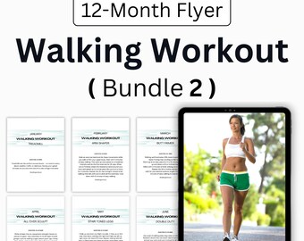 12-Month Flyers for Walking Workouts, Workout Program For Women, Health Coaching Resources | Instant Download - Bundle 2