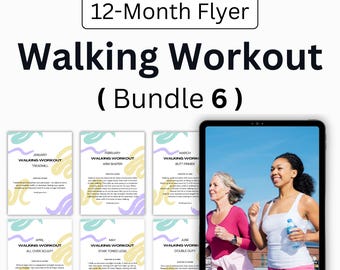 12-Month Flyers for Walking Workouts, Workout Program For Women, Health Coaching Resources | Instant Download - Bundle 6