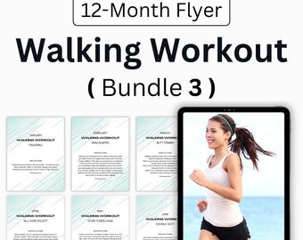 12-Month Flyers for Walking Workouts, Workout Program For Women, Health Coaching Resources | Instant Download - Bundle 3