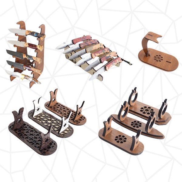 7 Decorative  Knife Stand for Laser Cutting | Knife Stand | Knife Display Stand SVG | Wooden Decorative Kitchen Knife Stand