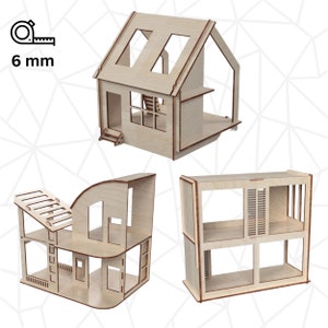 Laser Cut House Bundle |  House Laser Cut Templates | Doll House SVG | Kids Toy Wooden Toy | Doll House For Laser Cut