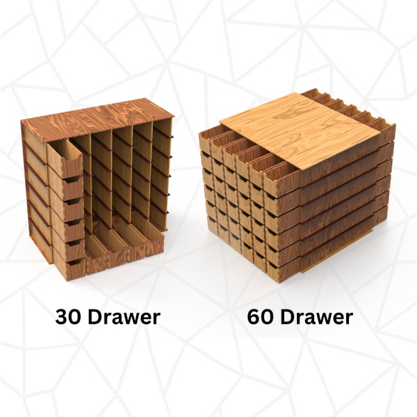 Desktop Organizer |  Box SVG |  Storage Drawers | Organizer Laser Cut | Storage Organizer | 30 -  60 Drawers