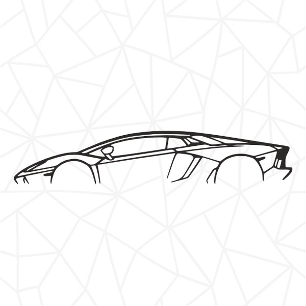 Aventador Car Silhouette for Laser Cut & CNC  | Lamborghini Laser Cut Files SVG | Lamborghini Silhouette Wall Art | SVG Wall Decor