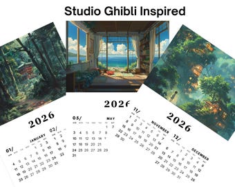 2026 Digital Monthly Calendar | Studio Ghibli Inspired | A4 Size | Minimalist | Download | Digital PDF Printable