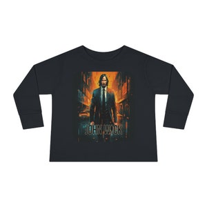 John Wick Inspired Toddler Long Sleeve Tee - A Stylish Addition to Your Little One&#39;s Wardrobe!
