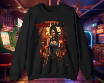 Spooky Style: Halloween Themed Tomb Raider Lara Croft Sweatshirt Sweater
