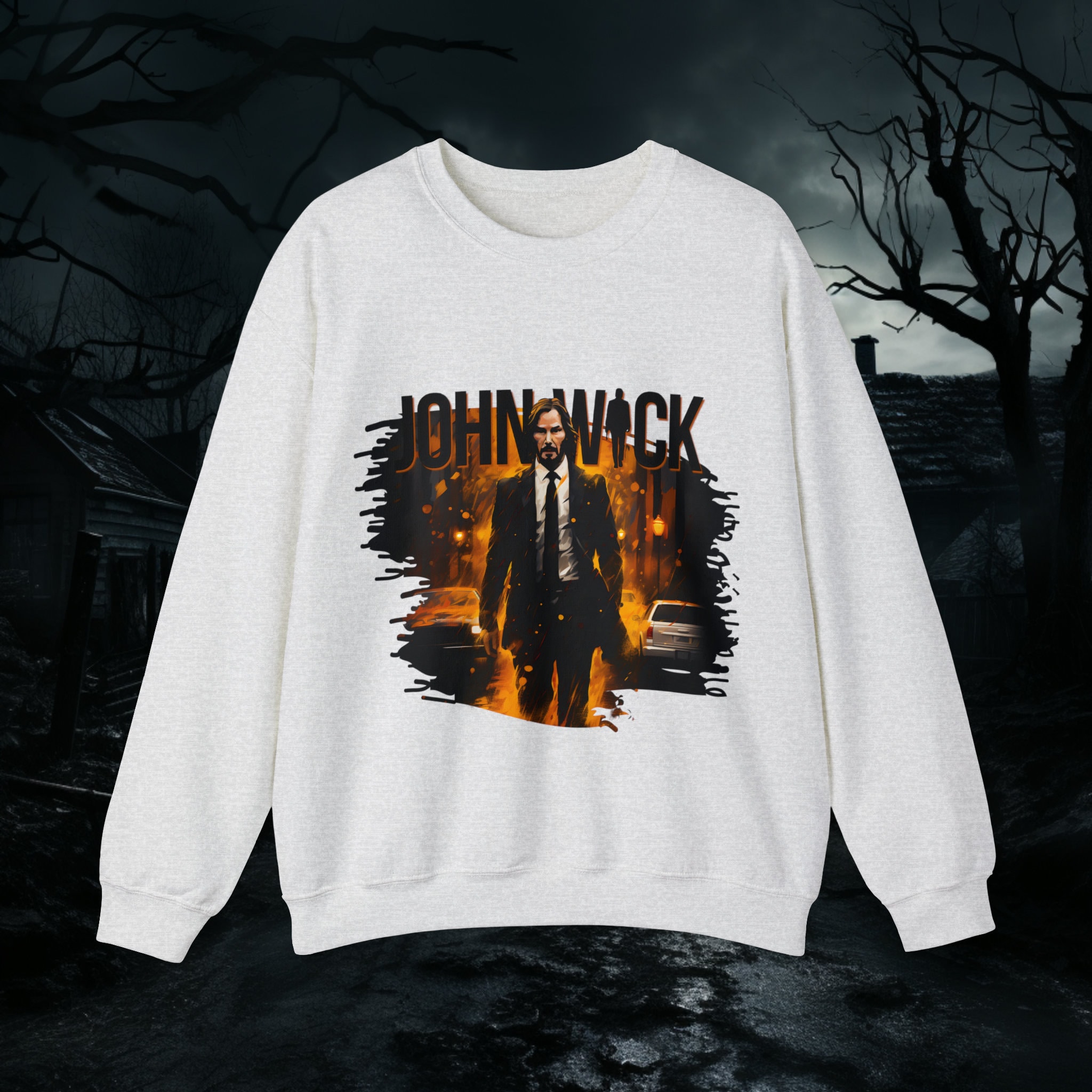 Halloween and Autumn theme John Wick Sweatshirt Gifts for Him John Wick Crewneck
