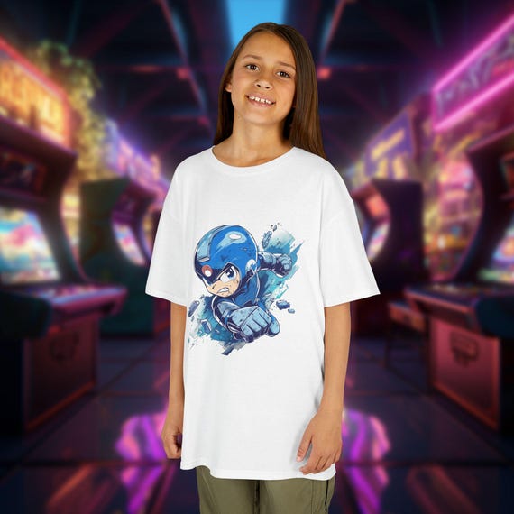 Youth Size Mega Man Gaming T-shirt Retro Gamer Tee for Kids