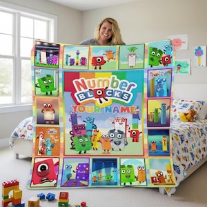 Numberblocks Fleecedecke, personalisierte Lerndecke, Cartoon-Überwurf