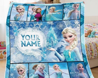 Manta polar personalizada de Frozen, Elsa y Anna, ropa de cama de castillo de invierno