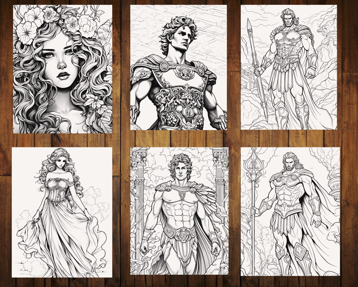 24 Printable Coloring Pages of Greek God - Etsy