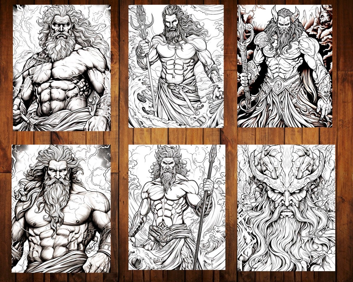 24 Printable Coloring Pages of Greek God - Etsy