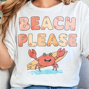 Strand bitte Png, lustige Krabbe Png, Surfbrett Krabbe Png, Sommer Strand Png, Ozean Surf Png, Küsten Humor Png, süßes Meer Png