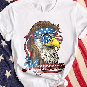 Cool Patriotic Eagle With Sunglasses Png, Merica 4th of July USA Png, American Flag Bandana Bald Eagle Png, Funny Retro Independence Day Png