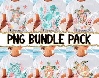 Sea Turtle Png, Floral Turtle Png, Ocean Animal Png, Summer Turtle Png, Cute Beach Png, Watercolor Turtle Png, Marine Life Png