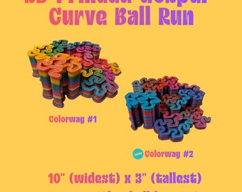 Gosper Curve Marble Run | Fractal 3D Printed Sculpture | Satisfying Marble Track Toy | Unique Desk Decor | Five 8mm Steel Balls Included